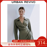 UR2023夏季女装轻熟风翻领薄款垂感衬衫连衣裙UWG732020