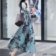 香港桑蚕丝连衣裙夏季2024高级感女装宽松长款短袖气质真丝裙