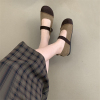 平底单鞋女英伦风时尚，2024年韩版网红一字带玛丽珍平跟小皮鞋