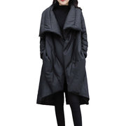 中长版羽绒棉服女20n23冬季显瘦加厚棉衣外套，黑色宽松大尺码