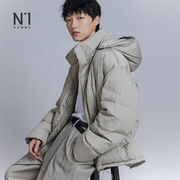 n1设计感无性别穿搭冬季高蓬充绒褶皱肌理，连帽加厚羽绒服外套