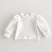 女宝宝打底衫春装婴儿白色泡泡袖洋气公主上衣衬衣儿童百搭T恤