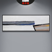 一横极简约现代纯手绘抽象设计感装饰画客厅床头横幅油画新中式挂