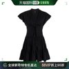 香港直邮Pinko品高连衣裙黑色收腰长款花纹无袖纯色条纹腰带简洁