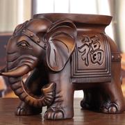 实木雕刻大象换鞋凳子一对木质象摆件落地玄关客厅手工艺乔迁