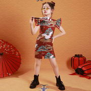 23夏季中国风女童礼服改良旗袍国潮儿童走秀连衣裙古筝弹奏演出服