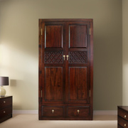 新中式实木双门衣柜香樟木对开门现代简约整装家具防潮驱虫1米宽