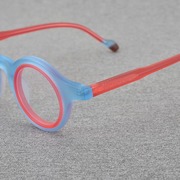 个性眼镜框 手工磨砂复古板材蓝色近视眼镜架男圆框可配高度数女