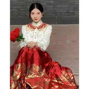 新中式国风女汉服马面裙女套装敬酒服新娘结婚便装回门订婚礼服裙