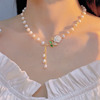 小众设计高级感白色花朵珍珠项链时尚优雅网红山茶花锁骨链女
