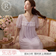 rosetree宫廷风睡裙，夏季女款短袖蕾丝，复古甜美公主睡衣2024年