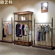 。欧式复古女装店展示架上墙货架服装店铺装饰落地陈列柜组合