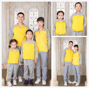 男童黄色运动服套装中小学生，黄灰拼色校服女童，外套运动裤儿童班服
