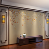 新中式银杏壁画客厅，电视背景墙壁纸，2021年影视墙壁布卧室