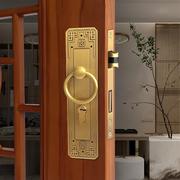 门锁家用室内通用木门黄铜新中式卧室门锁全铜纯铜静音仿古门锁