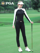 美国PGA 2022秋冬 高尔夫女士服装 保暖长袖T恤 立领拉链式