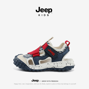 jeep男童运动凉鞋夏季透气镂空网鞋2024软底，防滑童鞋儿童鞋子