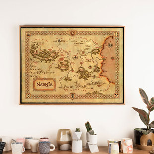 纳尼亚传奇复古地图NARNIA宝藏藏宝图厚纯棉布画芯海报装饰画