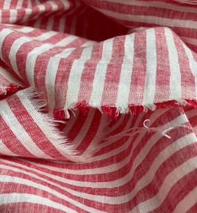 红白条纹色织水洗亚麻布，条纹面料出口订单，剩余幅宽2.8米