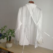 白色开叉天丝衬衫女夏季宽松薄款高级感小衫垂感防晒衬衣上衣8925