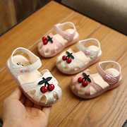 夏款女宝宝软底凉鞋0-6岁婴童防滑包头樱桃卡通学步鞋宝宝鞋凉鞋