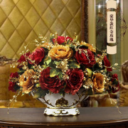欧式仿真花瓶盆套装绢花假花家居装饰花插花花卉玄关客厅餐桌花艺