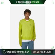 香港直邮潮奢 Stussy 斯图西 男士S 宽松款针织黄绿色毛衣