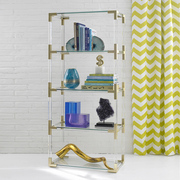 轻奢高档金属亚克力，展示架透明有机玻璃书架，服装店饰品展示柜