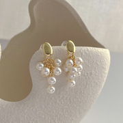 韩国ins小众设计感葡萄，串珍珠流苏耳环，女s925银针气质百搭耳饰品