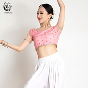 依曼异域风情印度舞服民族风女舞蹈服刺绣楞哈短袖上衣打底衫