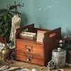 zakka木质复古收纳盒桌面，梳妆台化妆品置物架办公桌，书桌抽屉式柜