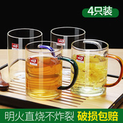 耐热玻璃杯带把简约大容量，喝水杯泡茶杯，家用透明杯子男女茶具套装