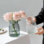 法式复古轻奢花瓶透明复古客厅插花瓶水培高级感网红装饰玻璃瓶
