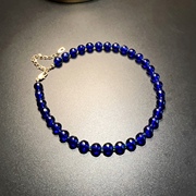蓝色琉璃珠项链复古个性choker珠珠链百搭短珠子vintage链