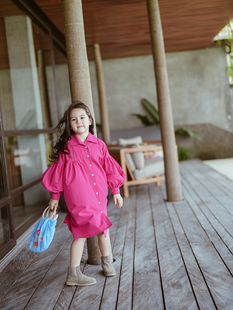 史豌豆(史豌豆)女童连衣裙，2024春装翻领，长袖衬衫裙儿童宝宝洋气裙子