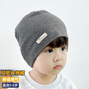 宝宝帽子纯棉套头帽围脖套装，男童女童护耳帽，婴儿帽全棉2件套秋冬