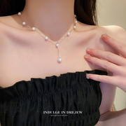 925纯银珍珠项链2024小众设计感女款颈链锁骨女高级感夏