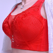 红色本命年文胸大码大罩杯无钢圈薄上托胸罩聚拢收副乳调整型内衣