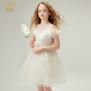 爱安玖女童装连衣裙，2024年夏季吊带儿童礼服，白色公主高端裙子