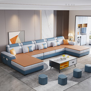 简约现代大小户型冬夏两用沙发客厅组合科技布乳胶布艺沙发整装