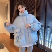 棉服女短款立领宽松小兔子棉衣2023冬季韩版小个子学生外套潮