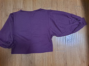 元紫色气氛蝙蝠灯笼袖圆领T恤