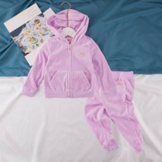 格林婴童2-7岁女童春装香芋，紫天鹅绒连帽上衣，+运动长裤两件套装