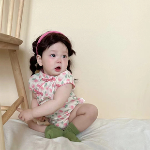 5-8-12个月夏季女宝宝中国风复古旗袍，连体衣爬服婴儿a类纯棉衣服