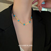 钛钢字母方形片链项链欧美设计感时尚锁骨链波西米亚气质项饰女