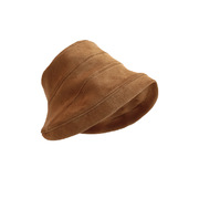 秋冬复古渔夫帽女设计麂皮绒盆帽防寒保暖大头围小头帽子