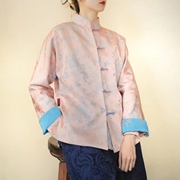 中式外套上衣女装手工盘扣双面穿真丝丝麻缎面国风春秋外套