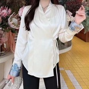白色唐装女中国风女装高级感新中式禅意茶服大码汉服改良古风上衣