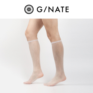 及图GNATE正装小腿袜男士夏季薄款半筒白色丝袜半截中筒袜子3双装