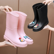 韩国时尚中筒学生雨靴春夏雨鞋女士纯色水鞋可爱防滑胶鞋套鞋